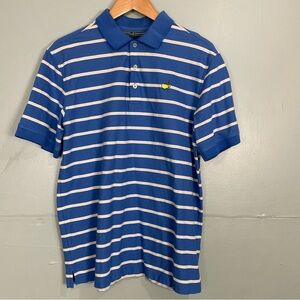 Master’s Collection Golf Polo Stripped Blue White Yellow Men’s Size Large